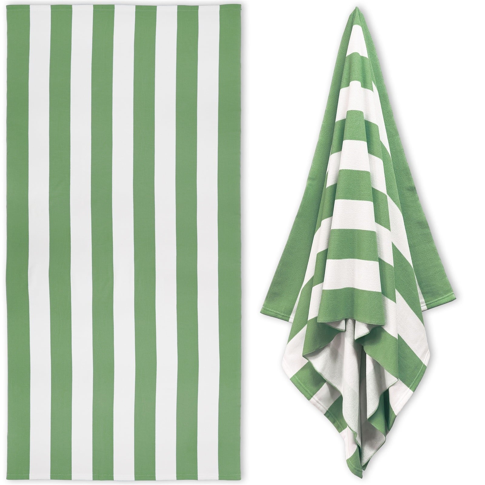 Large Beach Towels, Swimming Towel, Soft & Absorbent Oversized Sheet Made of 100% Cotton - for Swimming Pool, Home, Bath, Spa & Outdoor Use - Bright Colors Elegant Striped Design, Multicolor, 35x70 35" x 70" Green
