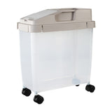 Airtight Pet Food Storage Container for Dog Cat Food Up to 10lbs Large Dry Food Bin with Measuring Cup Lids for Treats and Other Pets (10 LB), 6.31x9.44x7.08 11.02" x 5.11" x 13.38" Beige