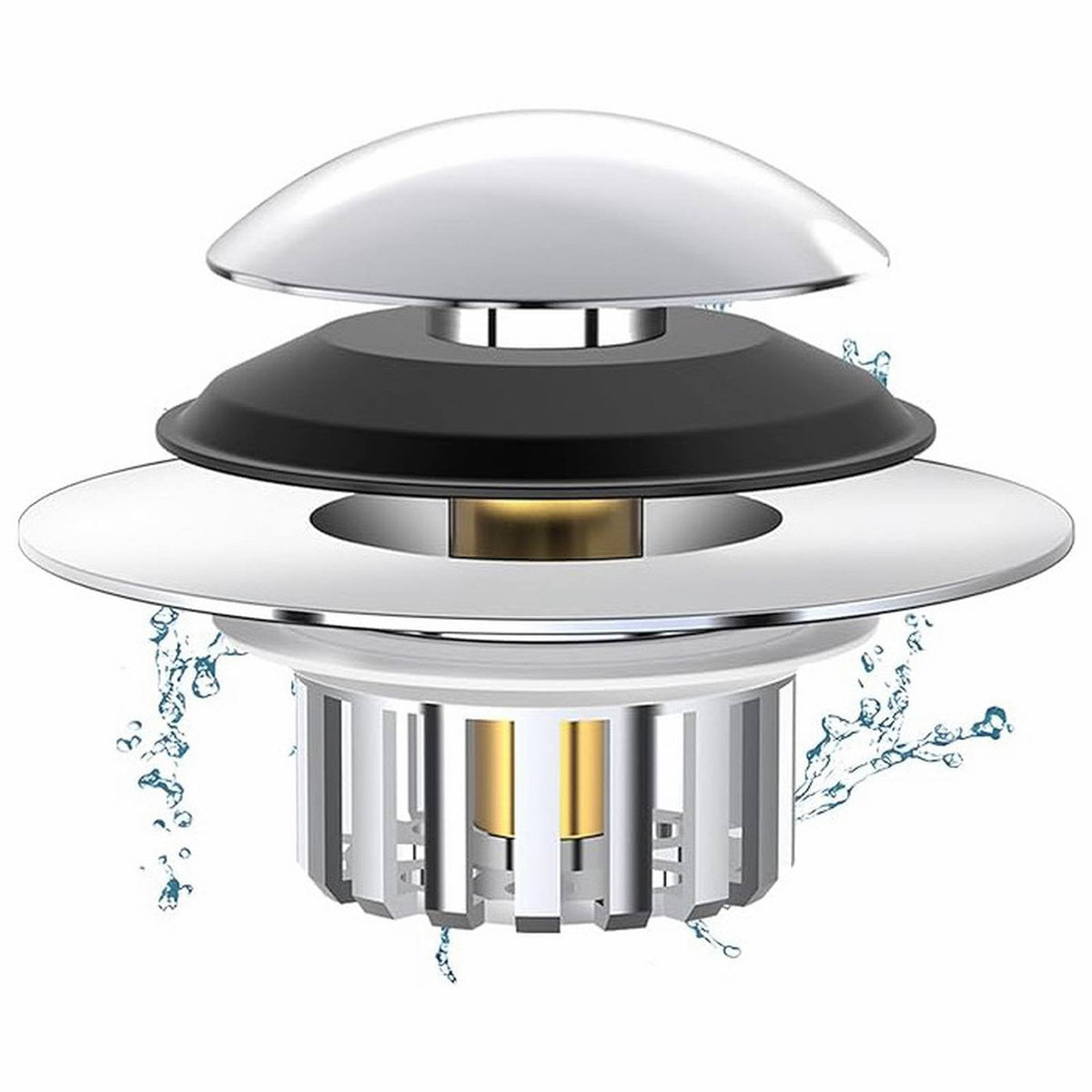 Universal Bath Drain Stopper and Cover, Bathtub Drain Stopper, Replaces Lift and Turn, Tip-Toe and Trip Lever drains for Tub, EZ Installation and Clearing, 1.4x2.0 1.4" x 2.0" Silver