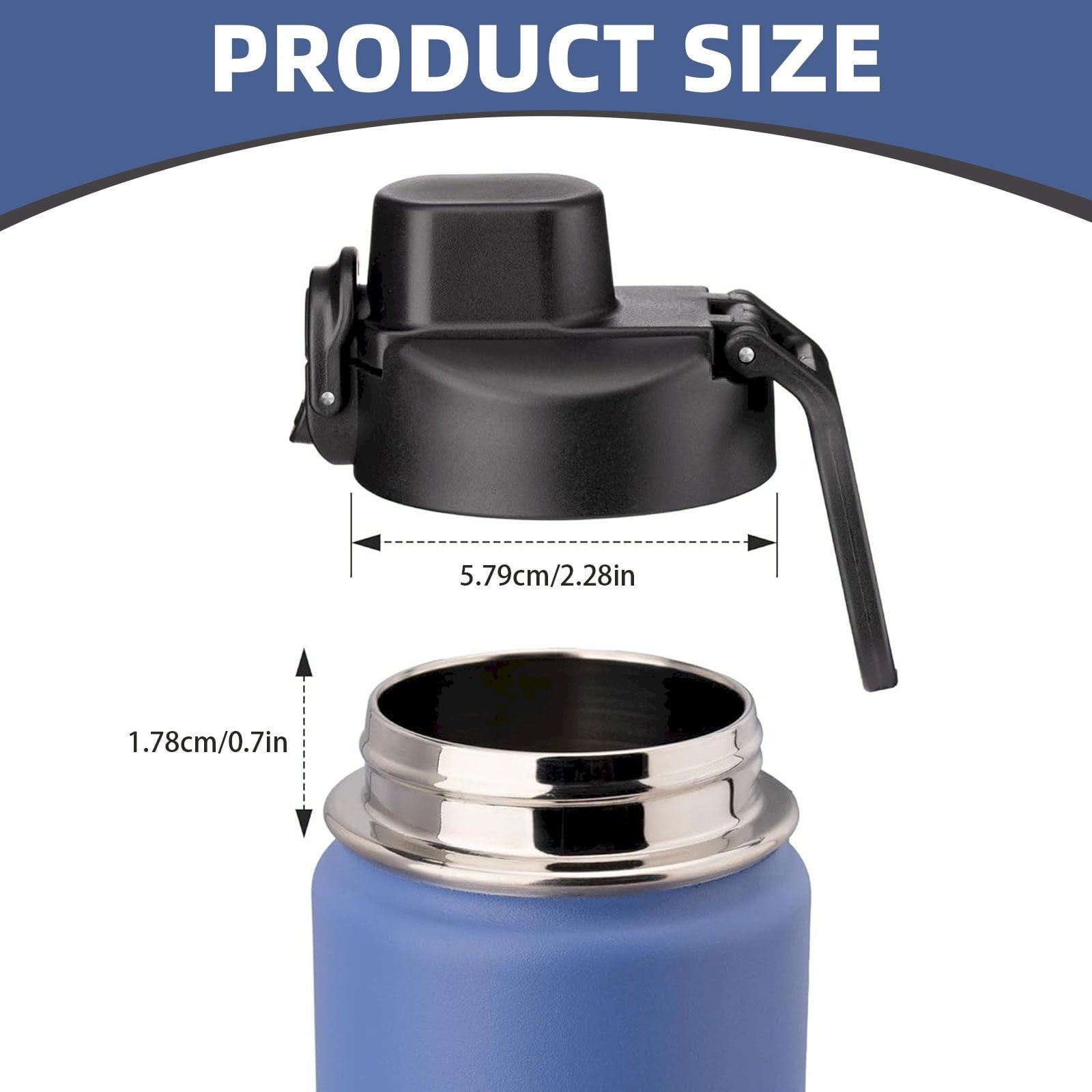 CGZQFEI Universal Water Bottle Lid Replacement - Black Nozzle Fit 12-42oz Stainless/Plastic Bottles (Leakproof Drinking Spout Design) Black