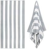 Large Oversized Beach Towel - Big Size Cotton 35 x 70 Inch Striped Pool Towel, Large Cabana Soft Swimming Towel for Adult Men Women, (Light Blue) 35" x 70" Grey