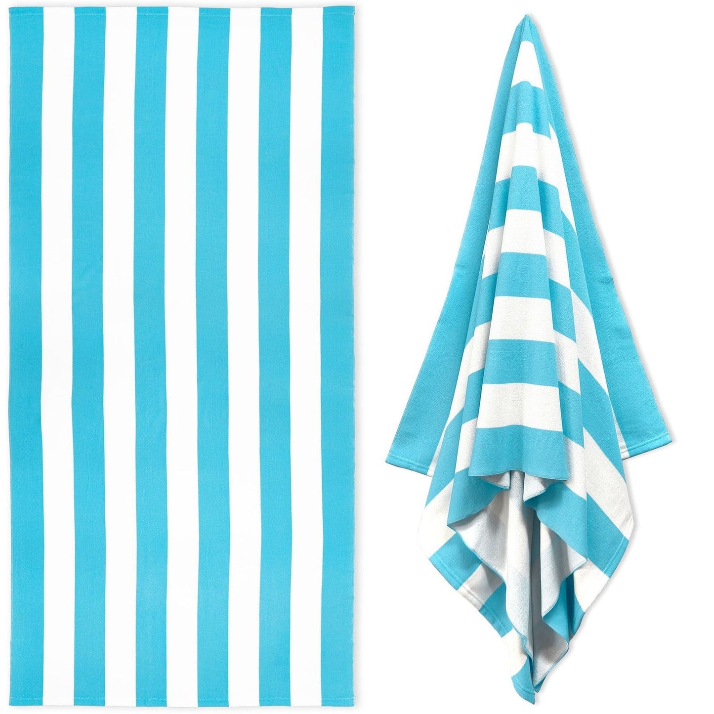 Large Oversized Beach Towel - Big Size Cotton 35 x 70 Inch Striped Pool Towel, Large Cabana Soft Swimming Towel for Adult Men Women, (Light Blue) 35" x 70" Light Blue