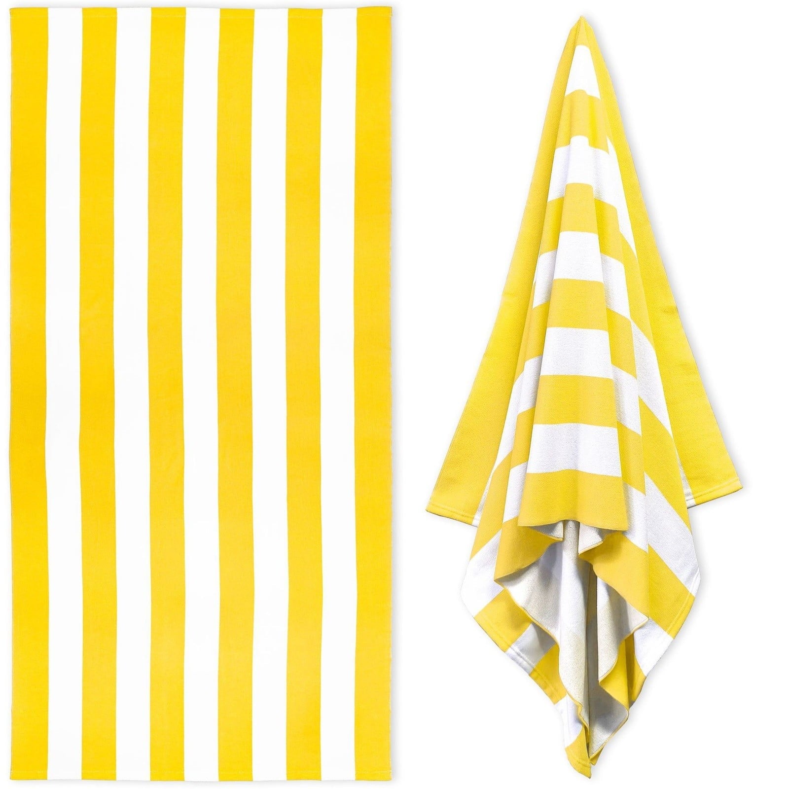 Large Oversized Beach Towel - Big Size Cotton 35 x 70 Inch Striped Pool Towel, Large Cabana Soft Swimming Towel for Adult Men Women, (Light Blue) 35" x 70" Yellow