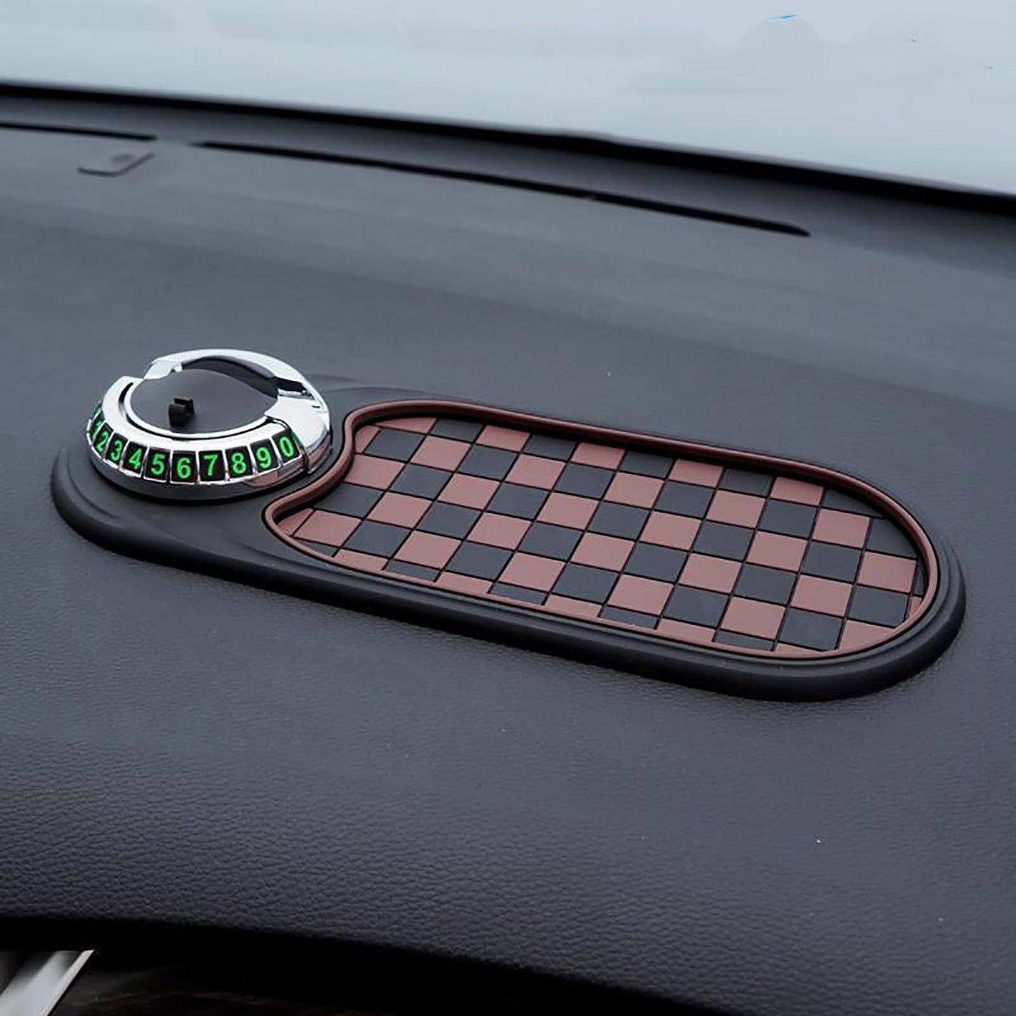 Auto Anti-Slip Mat,Multifunction Car Universal Phone Holder, Rotatable Anti Skid Car Dashboard Pad with Temporary Parking Numbe and Large Pad for Phones Sunglasses Keys Gadgets B