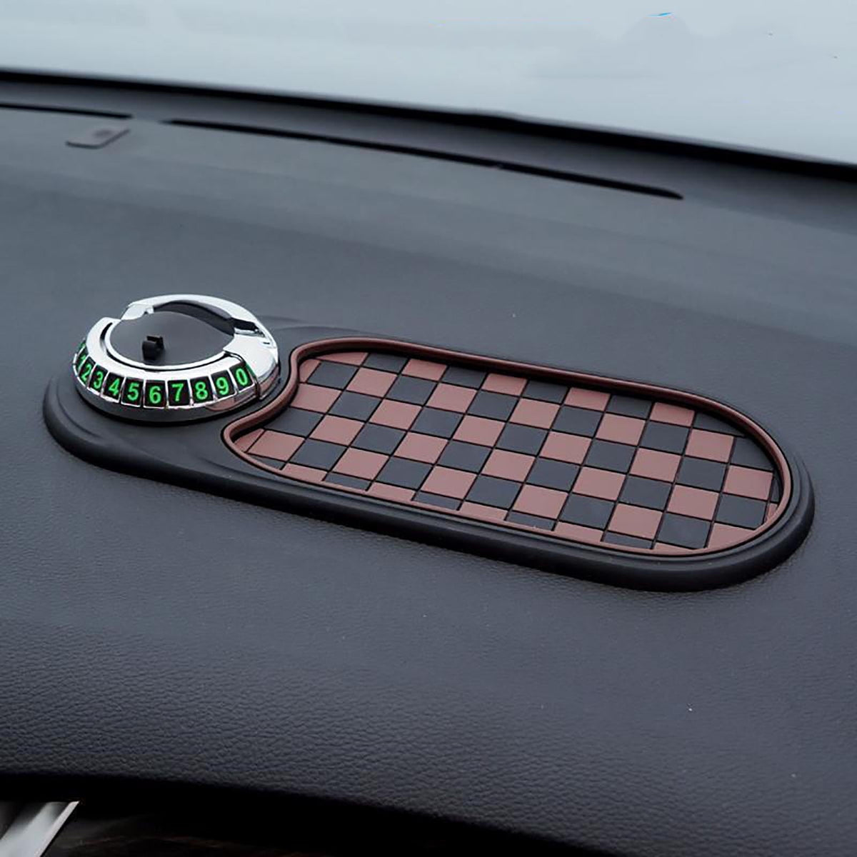 Auto Anti-Slip Mat,Multifunction Car Universal Phone Holder, Rotatable Anti Skid Car Dashboard Pad with Temporary Parking Numbe and Large Pad for Phones Sunglasses Keys Gadgets B