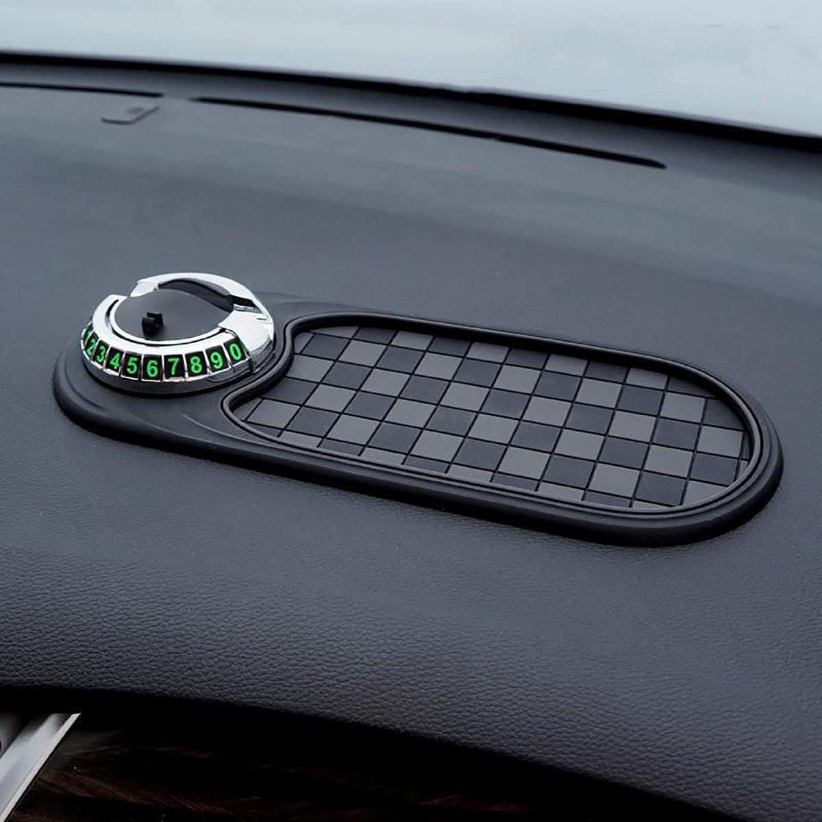 Auto Anti-Slip Mat,Multifunction Car Universal Phone Holder, Rotatable Anti Skid Car Dashboard Pad with Temporary Parking Numbe and Large Pad for Phones Sunglasses Keys Gadgets E