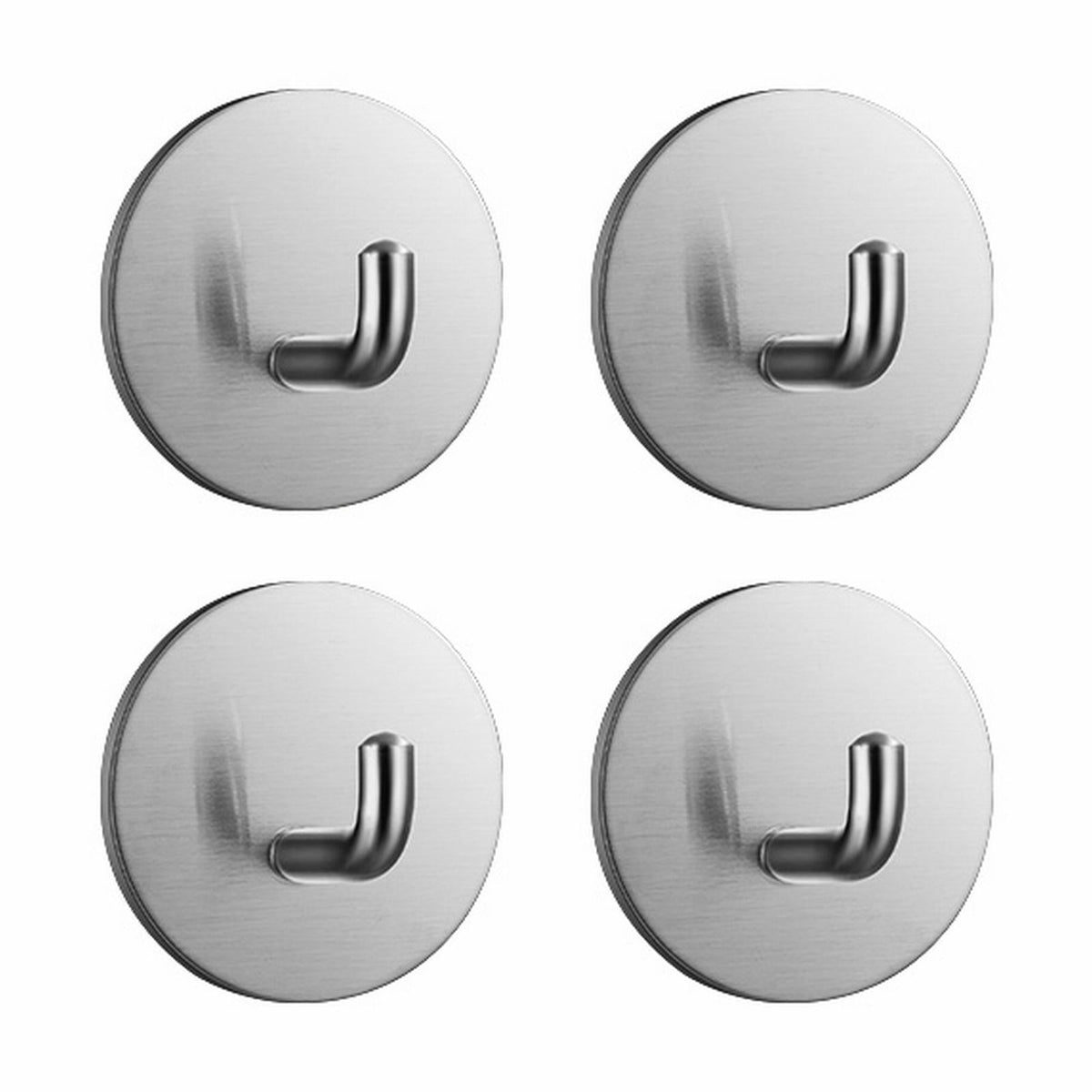 Adhesive Hooks Heavy Duty Waterproof in Shower Hooks for Hanging Loofah, Towels Clothes for Bathroom Removable Stainless Steel Brush Nickel Adhesive Wall Hooks 4 Pcs (Sliver) 1.8x1.8 1.8" x 1.8" White