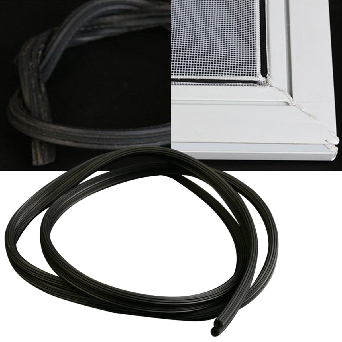 Window Screen Spline, 0.20" x 32.8FT Replacement Round Black Window Screen Retainer Spline, Window Screen Repair 0.18" x 32.8FT Black2