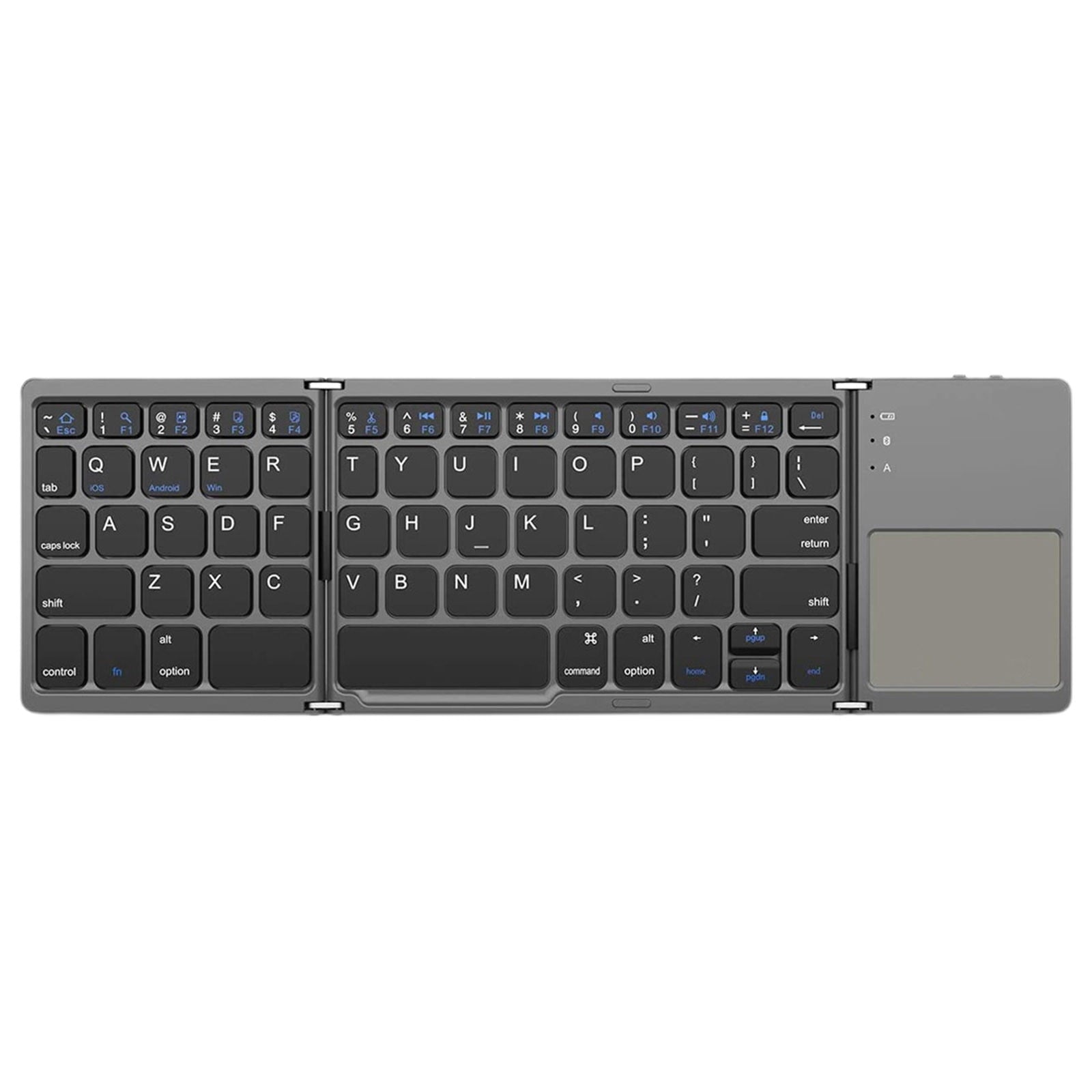 Tri-Folding Bluetooth Keyboard,Wireless Portable Foldable Bluetooth Keyboard for Travel, Keyboard with Touchpad, Rechargeable Multi-Device Small Keyboard for Laptop Tablet PC Smartphone A