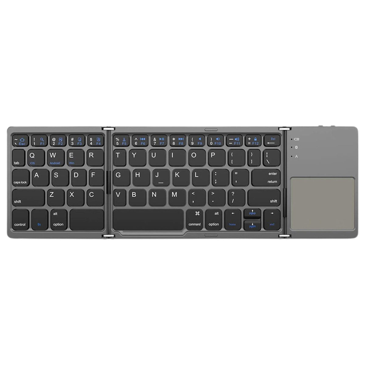 Tri-Folding Bluetooth Keyboard,Wireless Portable Foldable Bluetooth Keyboard for Travel, Keyboard with Touchpad, Rechargeable Multi-Device Small Keyboard for Laptop Tablet PC Smartphone A