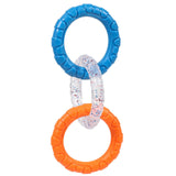 3-Ring Tug Dog Toy, Interactive Tug Pull Toy for Training and Teeth Cleaning, Indestructible Rubber of War Dog Chew Toy for Aggressive Chewers, Outdoor Puppy Ring Toy for Small Medium Large Dogs Orange-blue and purple-yellow