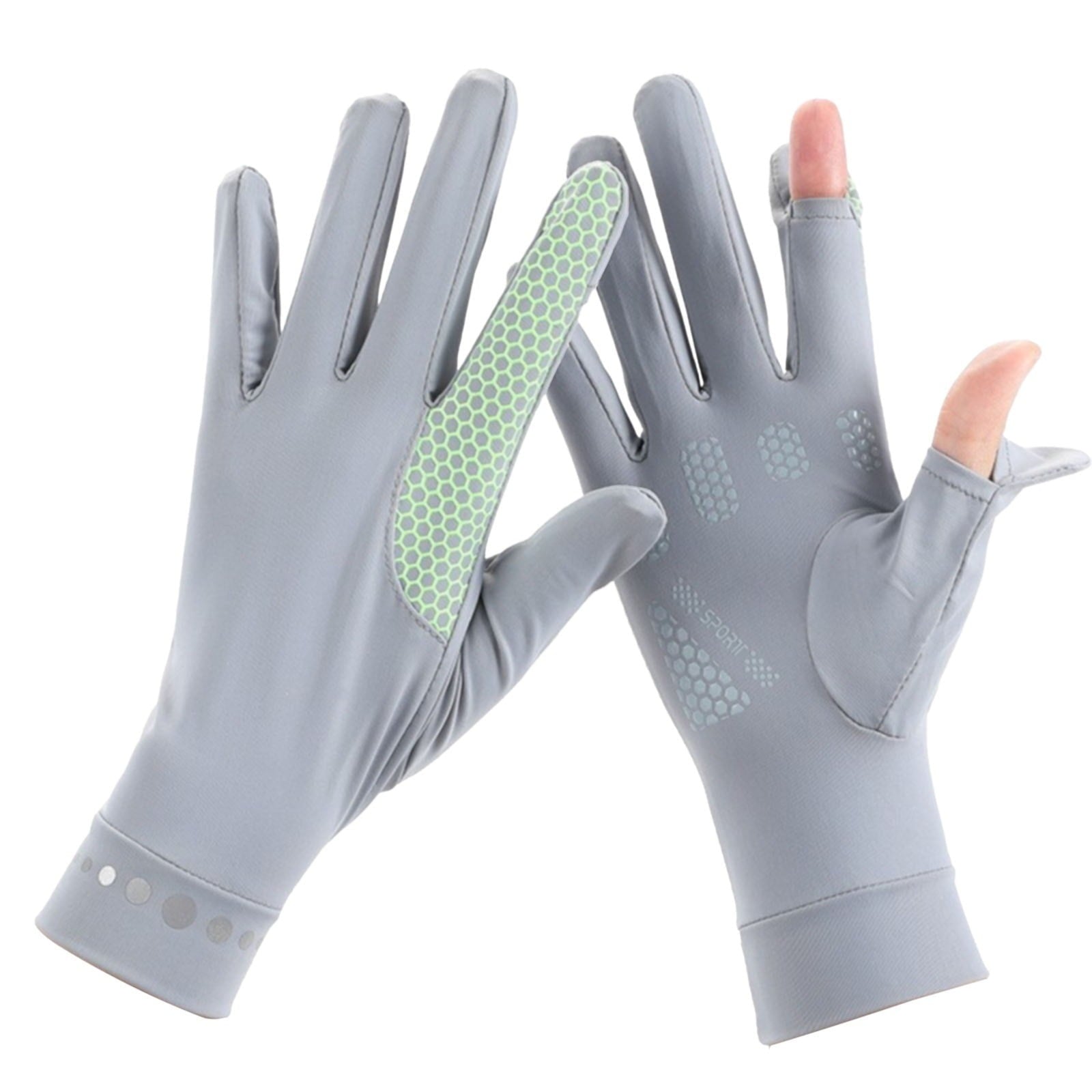 Mens Women Driving Gloves Summer UV Sun Protection Gloves Non-Slip Touchscreen Ice-Silk Sunblock Gloves for Cycling Riding One Size Grey