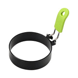CCMAOLU Egg Rings with Silicone Handle, Pancake Mold for English Muffins & Breakfast Sandwiches, Non-Stick Cooking Rings for Eggs, Mini Omelets, Safe for Dishwasher & Camping, Oil Resistant Green