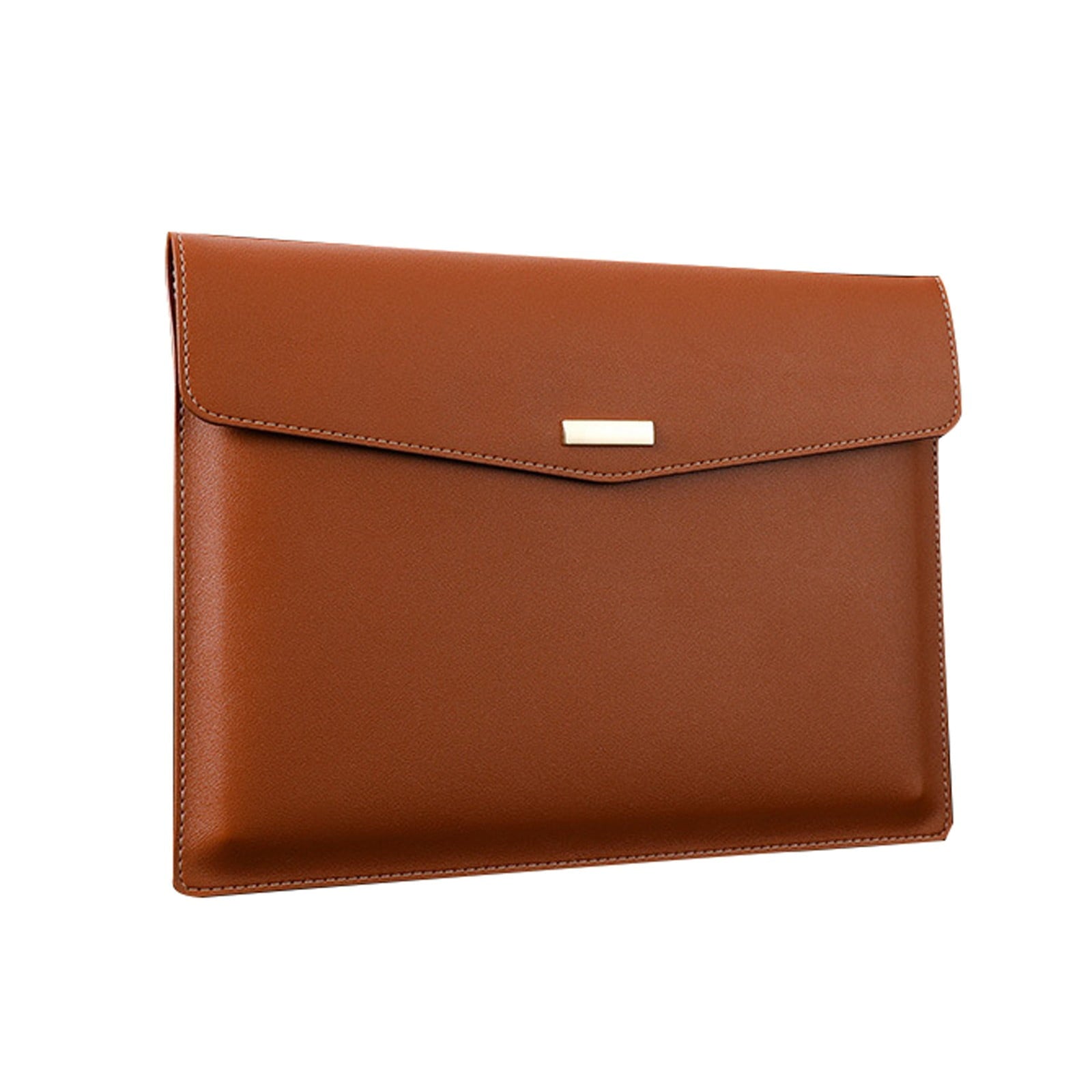 PU Leather A4 File Folder, Heavy Duty Document Holder, Waterproof Portfolio Envelope Folder Case with Snap Closure (Brown) 13x9.6 13" x 9.6" Black