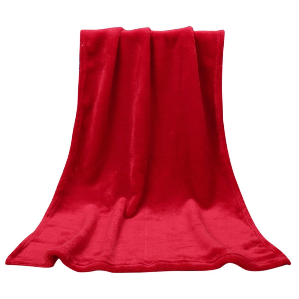 50X70CM Fashion Solid Flannel Blanket - Soft Warm Coral Plaid Throw for Kids | Cozy Small Blanket for Couch, Bed & Home | Lightweight Solid Color Fleece Blanket with Plaid Pattern(Watermelon Red) Red