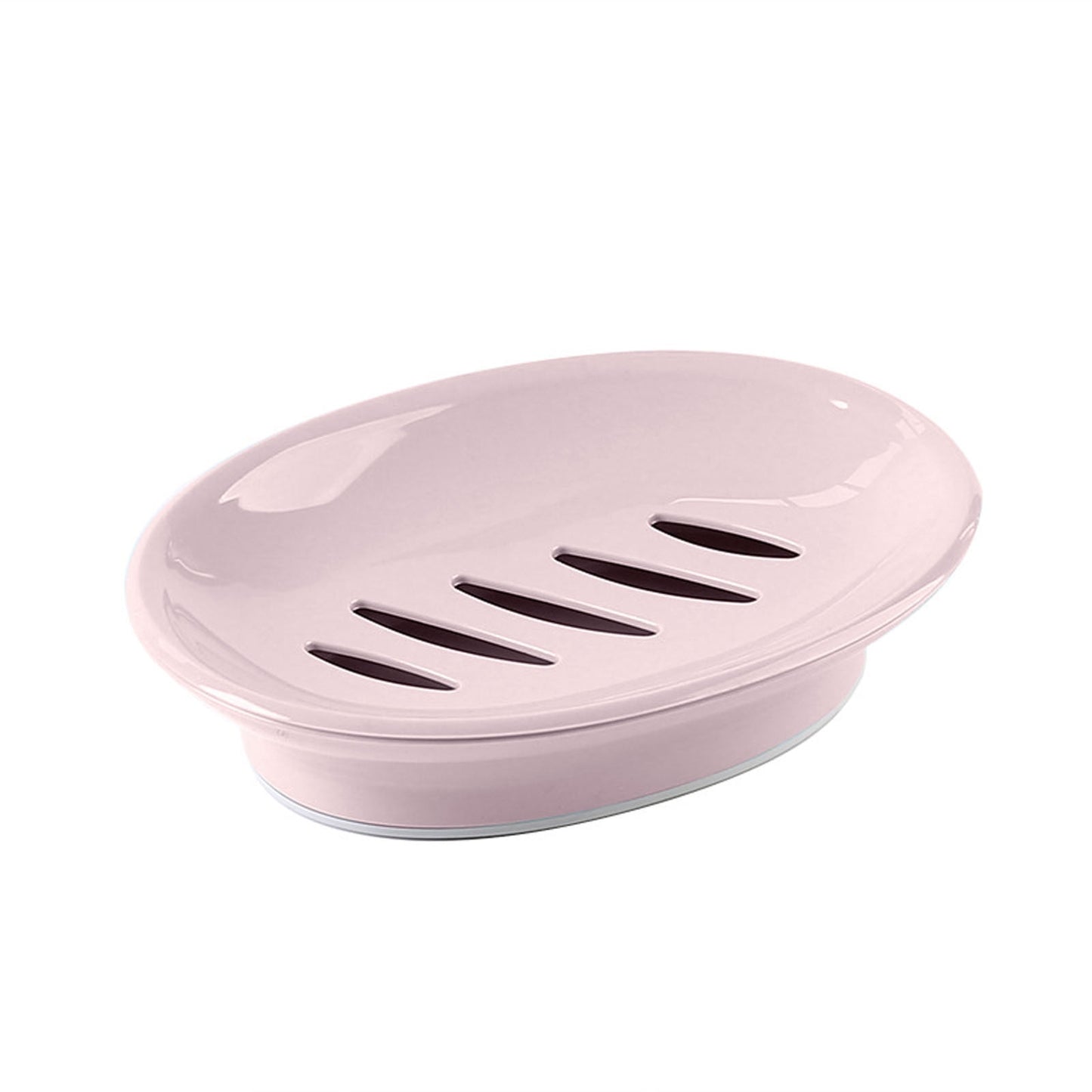 Oval Plastic Soap Dish - Double Compartment Drain Tray| Bathroom & Kitchen Soap Holder for Face & Body Soap | Oval Shaped Soap Dish for Countertop & Shower Use(Pink) Pink