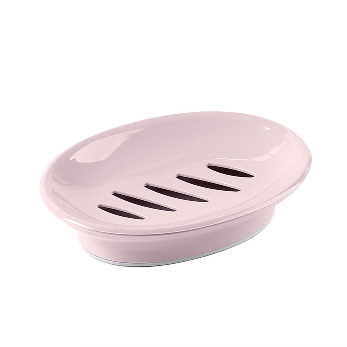 Oval Plastic Soap Dish - Double Compartment Drain Tray| Bathroom & Kitchen Soap Holder for Face & Body Soap | Oval Shaped Soap Dish for Countertop & Shower Use(Pink) Pink