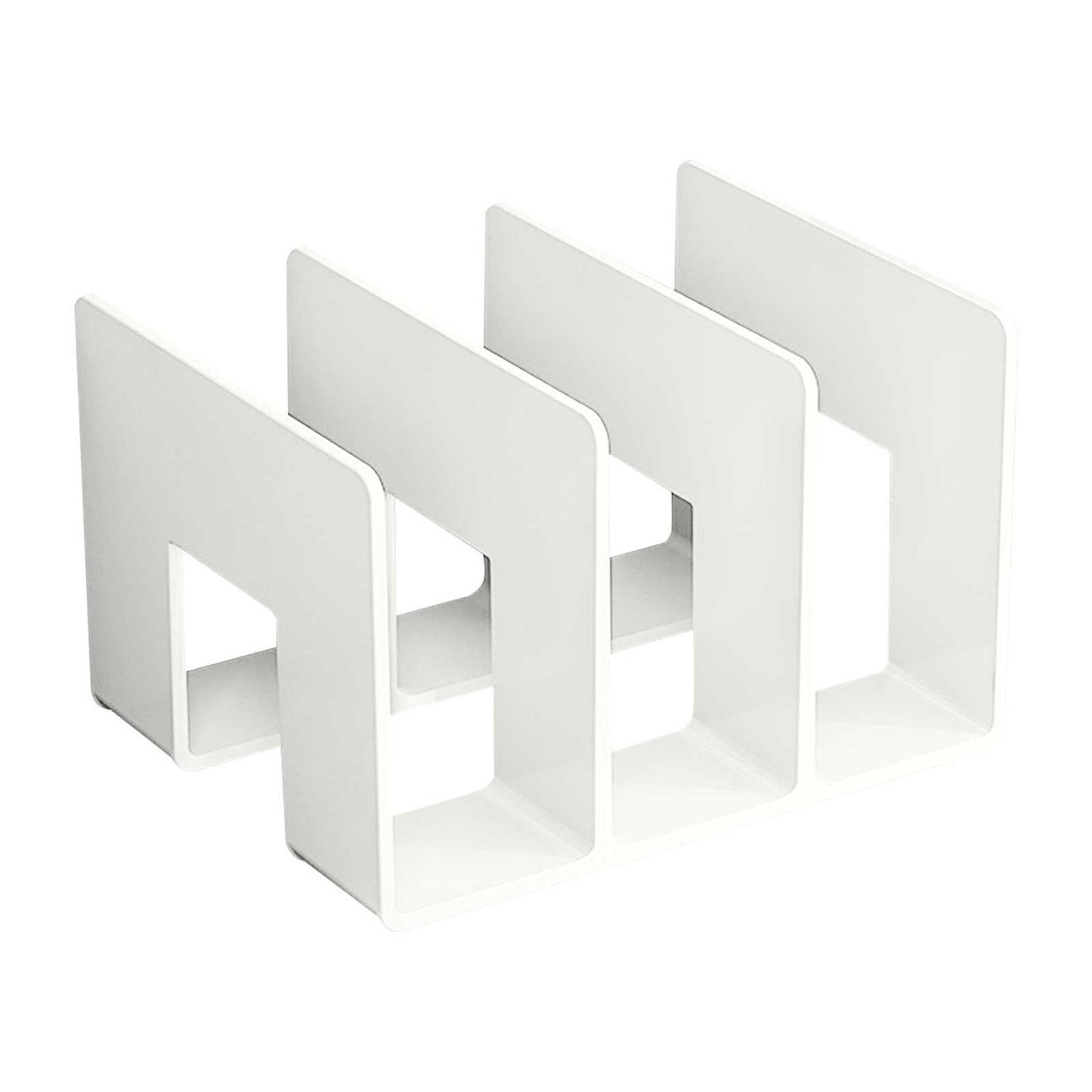 Desk File Sorter, Vertical Desktop File Folder Organizer, 3 Section Plastic Book Holder, Adjustable Shelf Dividers Closet Purse Handbag Mail Binder Organizer Magazine Rack Stand Bookshelf (White) 9.61" x 5.28" x 5.12" White