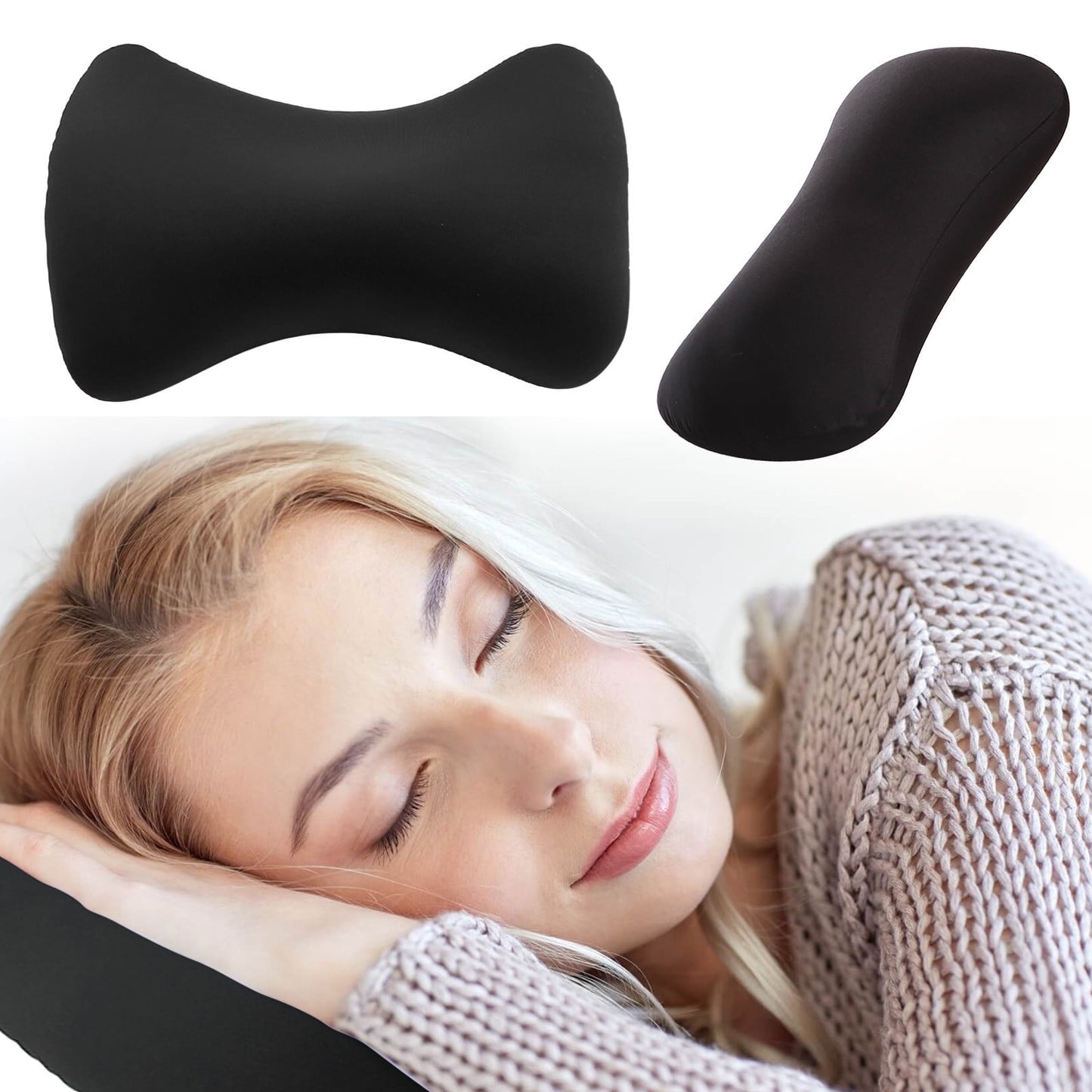 38cm×20cm Bone-Shaped Office Nap Pillow - Soft Foam Headrest for Travel, Plane, Car, Sofa & Bed | Portable Backrest Pillow with Soft Fabric for Comfortable Lunch Break Naps Office & Home(red) black