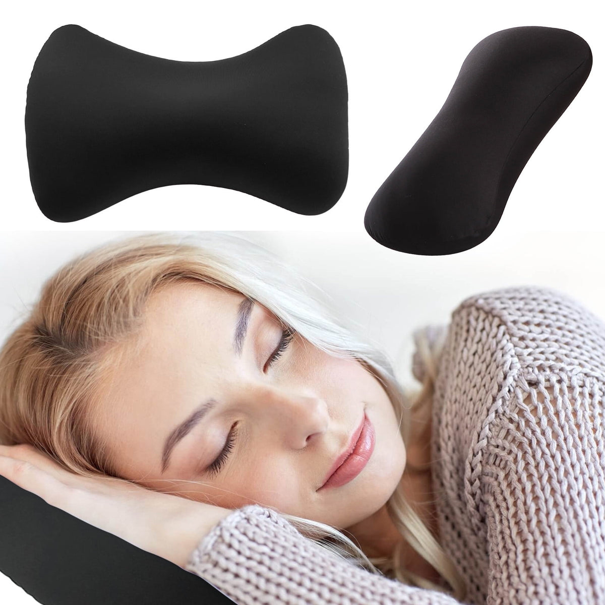 38cm×20cm Bone-Shaped Office Nap Pillow - Soft Foam Headrest for Travel, Plane, Car, Sofa & Bed | Portable Backrest Pillow with Soft Fabric for Comfortable Lunch Break Naps Office & Home(red) black