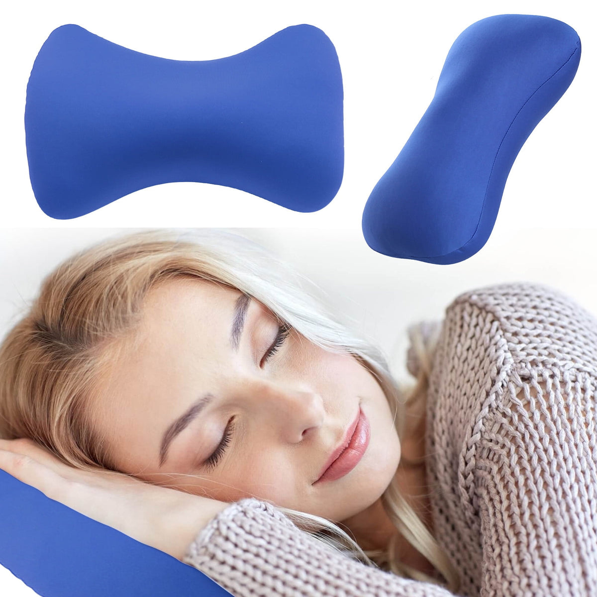 38cm×20cm Bone-Shaped Office Nap Pillow - Soft Foam Headrest for Travel, Plane, Car, Sofa & Bed | Portable Backrest Pillow with Soft Fabric for Comfortable Lunch Break Naps Office & Home(red) blue