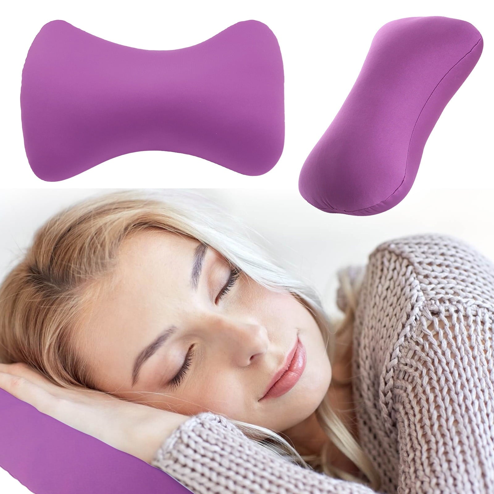 38cm×20cm Bone-Shaped Office Nap Pillow - Soft Foam Headrest for Travel, Plane, Car, Sofa & Bed | Portable Backrest Pillow with Soft Fabric for Comfortable Lunch Break Naps Office & Home(red) purple