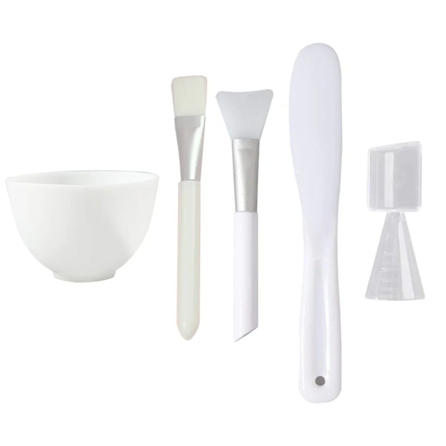 Face Mask Mixing Bowl Set with Silicone Facial Bowls, Brushes, Spatula, Measuring Cup + Scoop, 5 in 1 Esthetician Tool Kit, SPA Quality-White White 5.9*3.94*7.87inch 5 Pcs