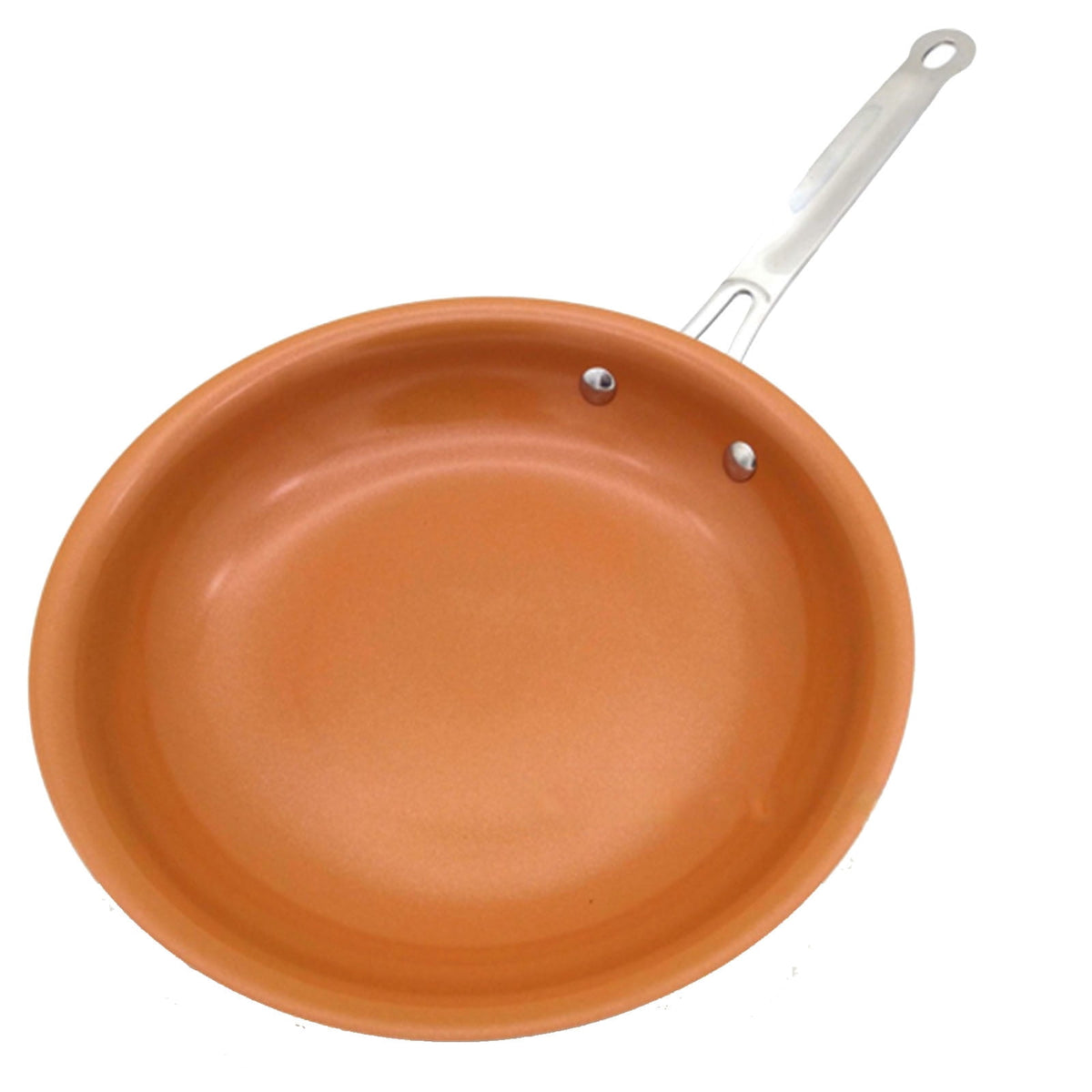 12 Inch Non-Stick Copper Frying Pan with Ceramic Coating - Induction Oven Safe Skillet for Searing, Frying - Aluminum Body, Double Bottom, Universal Stove Compatible