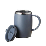 17oz Double Wall Insulated Desk Mug with Lid and Handle, Stainless steel Reusable Cup, Spill-Proof, Microwave & Dishwasher Safe, Wide Mouth, Cup Holder Friendly (Blue) 3.42x5.11 3.42" x 5.11" Blue