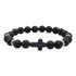 Natural Stone Black Cross Stretch Bracelet Elastic Thread Beaded Unisex Jewelry - One Size Fits Most Wrist, Spiritual Healing Crystal Bead Gift, Up to 60% OFF G