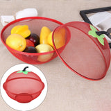 Fruit Basket with Lid Mesh, Apple Shaped Fruit Bowl Cover, Protective Holder Countertop Metal Wire Against Flies, Reusable Strainer for Gift Restaurant Kitchen Food Vegetable (Green/1 Pcs) 9.44" Red