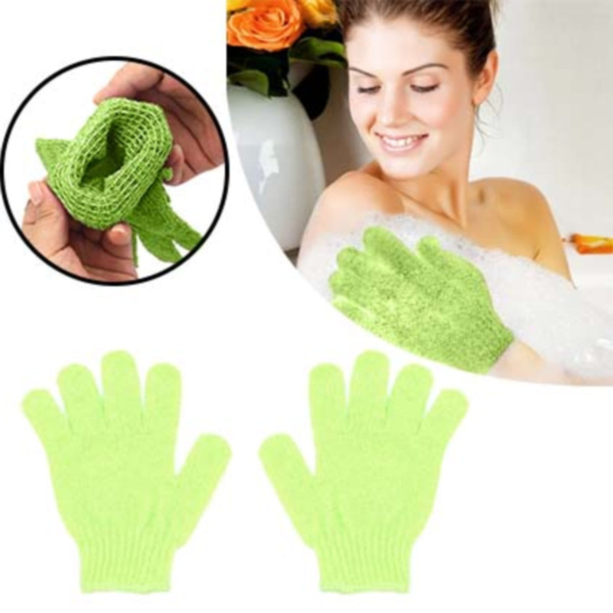 Exfoliating Gloves,1 Pair /2 Pcs, Skin Exfoliator for Body, Bath/Scrub Gloves, Shower Accessories for Women, Exfoliation Mitt, Green, 5.9x7.28 5.9" x 7.28" Pink