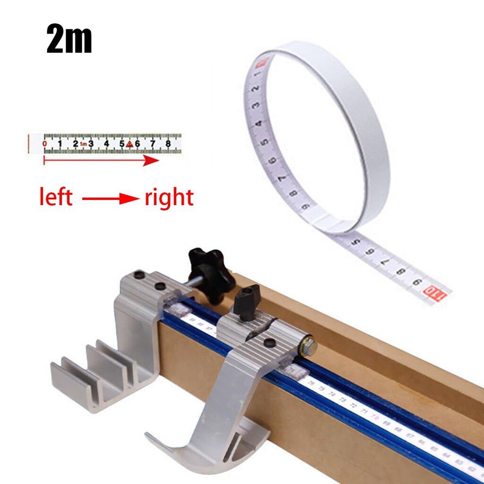 1 Pack 1/2/3/5 M Self-Adhesive Measuring Tape, Peel and Stick Tape Measure, Imperial and Metric Scales, Left-Right Reading Ruler Tape for Workbench, Table Saw, Drafting Table, White(1M) 2M