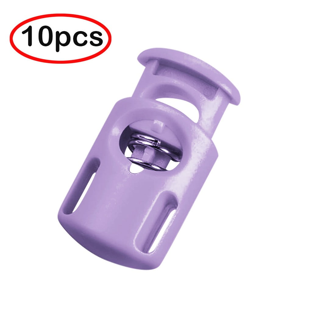 10 PCS Plastic Spring Cord Locks for Drawstring, Paracord Toggle Stopper Clasp Elastic Shoeslace Lock Sweatpants Hoodie String Clips Bungee Swim Goggles Gloves String Lock Replacement(Purple) Purple