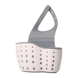 Kitchen Sink Caddy Sponge Holder, Silicone Plastic Soap Holder, Hanging Ajustable Strap Faucet Caddy with Drain Holes for Drying, 1 Pcs, 5.12x8.67 5.12" x 8.67" White