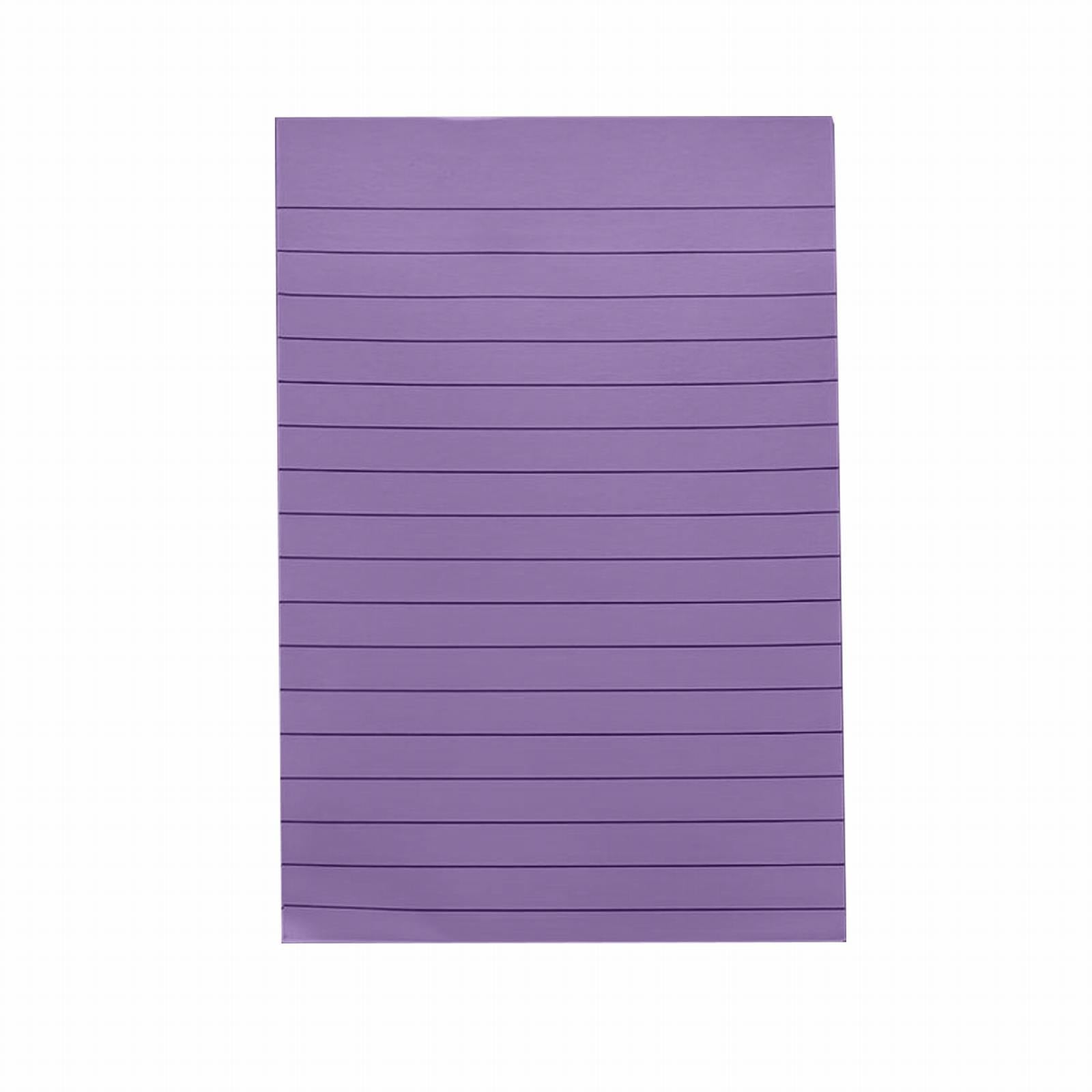 Eight pastel colored lined sticky notes, 4x6 inches, 50 sheets per pad.