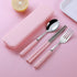 Stainless Steel Portable Cutlery Set with Case - Spoon Fork Chopsticks Utensil Kit for Office School Picnic Travel Bento Lunch, Up to 60% OFF Pink