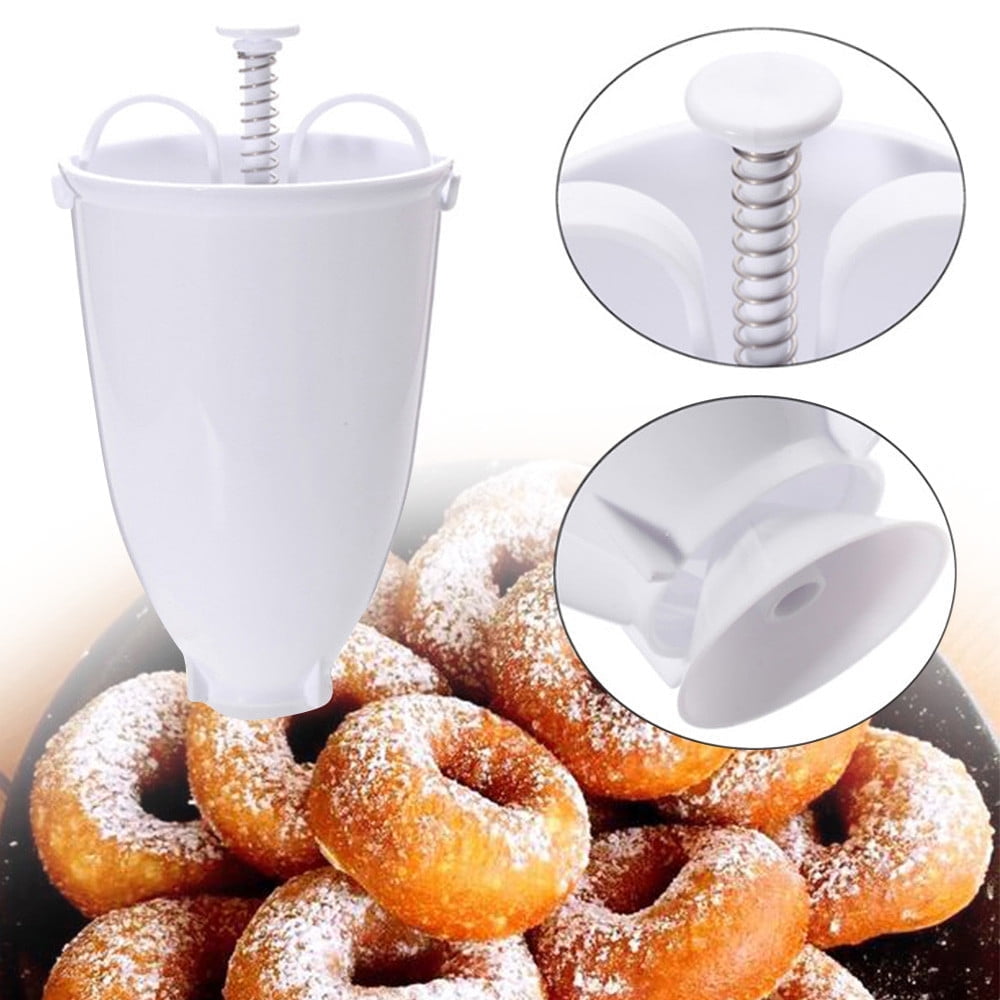 One hand Donut Maker, Manual Donut Maker, Plastic Doughnut Machine Mold, Biscuit Donut Maker, Donut-Depositor Made Waffle Dispenser Donut Kitchen Pastry Making Bake Ware Baking Tool, 3.54x.09' 3.54x.09" White
