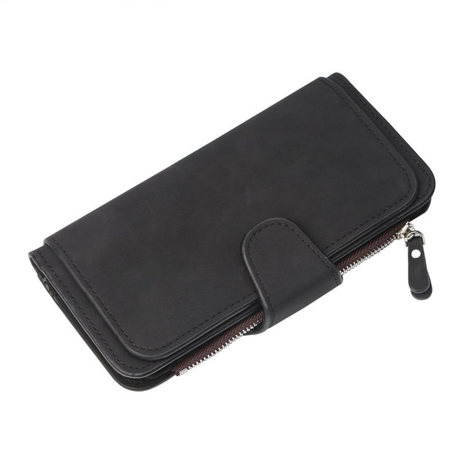 Women's Wallets,Soft Leather Bifold Compact Card Holder Wallet for Women with Zipper, Blocking Leather Clutch Wallet Credit Card Holder, Ladies Travel Wallet Purse,10 Colors(pink) Black