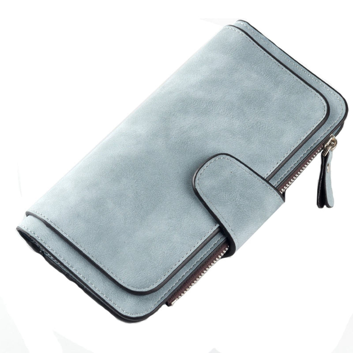 Women's Wallets,Soft Leather Bifold Compact Card Holder Wallet for Women with Zipper, Blocking Leather Clutch Wallet Credit Card Holder, Ladies Travel Wallet Purse,10 Colors(pink) baby blue