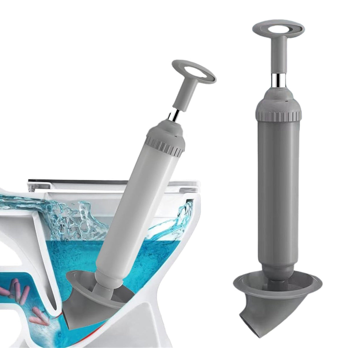 Toilet Plunger, Powerful Toilet Plunger, Heavy Duty High Pressure Thrust Plunge, Remover Tool to Unblock Toilet Blockage, All Purpose Power Plungers for Bathrooms Cleaning (Green/1 Pcs) 18.8x5.11 18.8" x 5.11" Gray