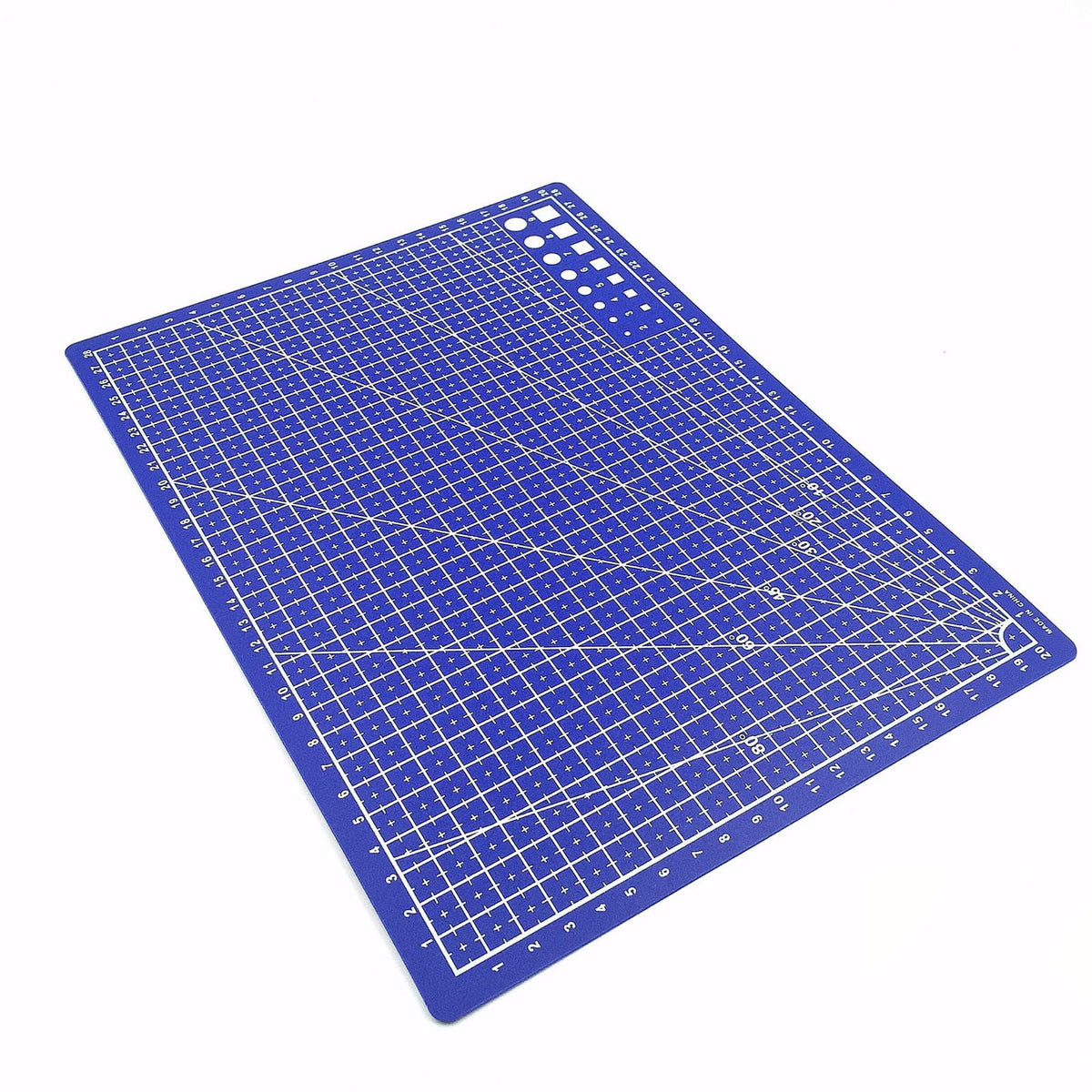 Blue A5 self-healing cutting mat with grid lines