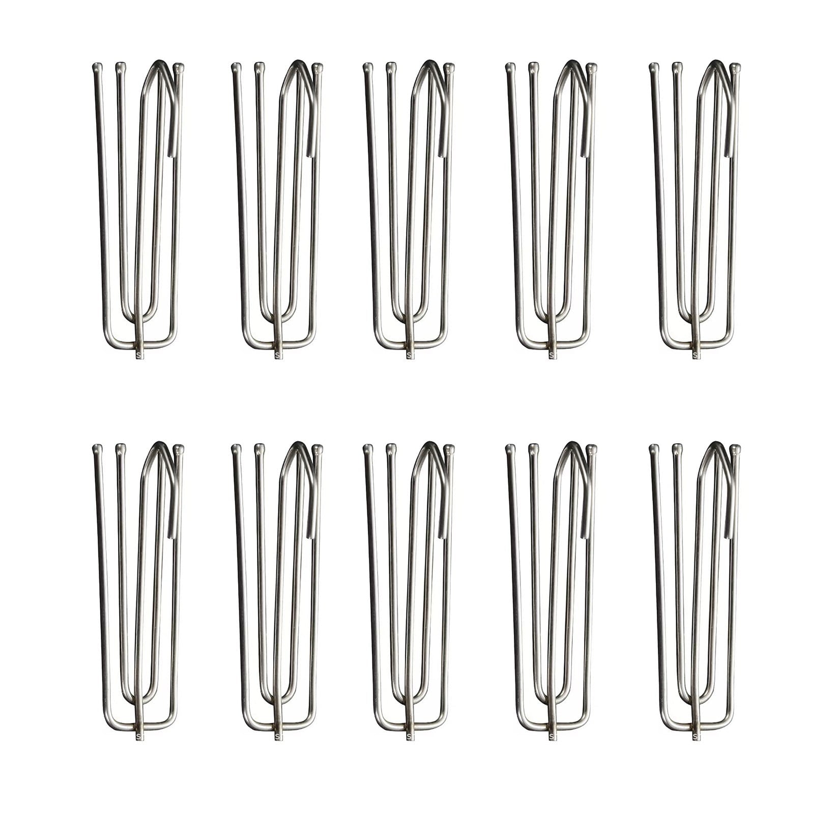 Stainless Steel Drapery Hook and Pin for Pleated Drapes,Heavy Duty 4 Prongs Pinch Pleat Clips Traverse Pleater 4 End Curtain Hangers for Window Door Bathroom Curtain, 10 Pcs, 2.76Inches 2.76" Silver