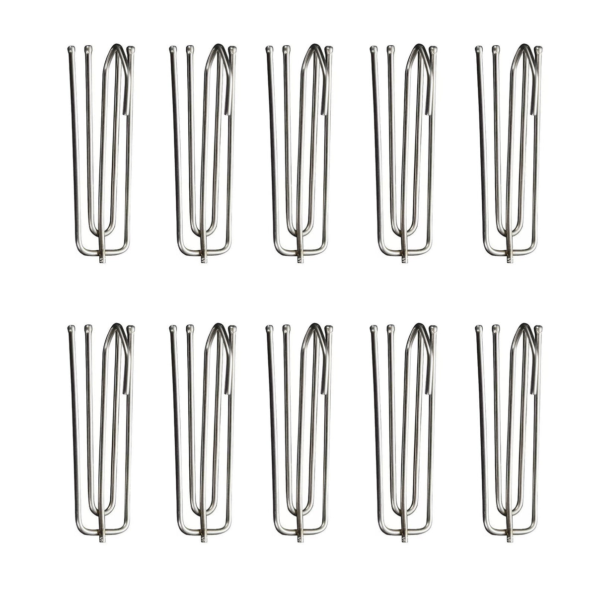 Stainless Steel Drapery Hook and Pin for Pleated Drapes,Heavy Duty 4 Prongs Pinch Pleat Clips Traverse Pleater 4 End Curtain Hangers for Window Door Bathroom Curtain, 10 Pcs, 2.76Inches 2.76" Silver