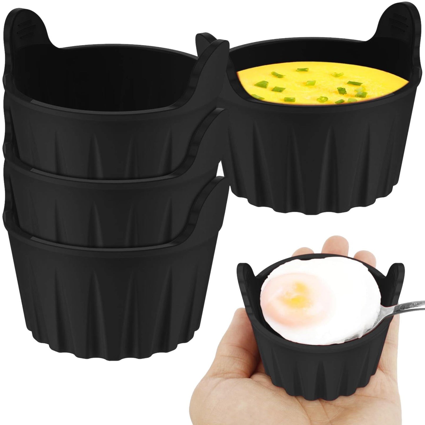 Air Fryer Baking Cups, Suitable for Microwave and Oven, Silicone Baking Ramekins for Muffins, Puddings, Eggs and Cupcakes, Silicone Muffin Cups for Air Fryer (Black/1 Pcs) 2.36x2.95 2.36" x 2.95" Grey