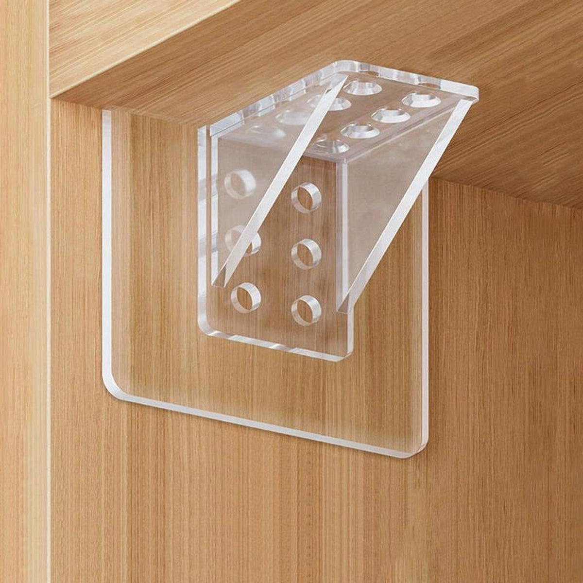 Adhesive Shelf Bracket, Double Row Thickened and Reinforced Design, Heavy Duty Punch Free Shelf Support Pegs for Shelves Kitchen Cabinet Book Closet (Clear/1 Pack) 5.91x2.76 5.91" x 2.76" Clear