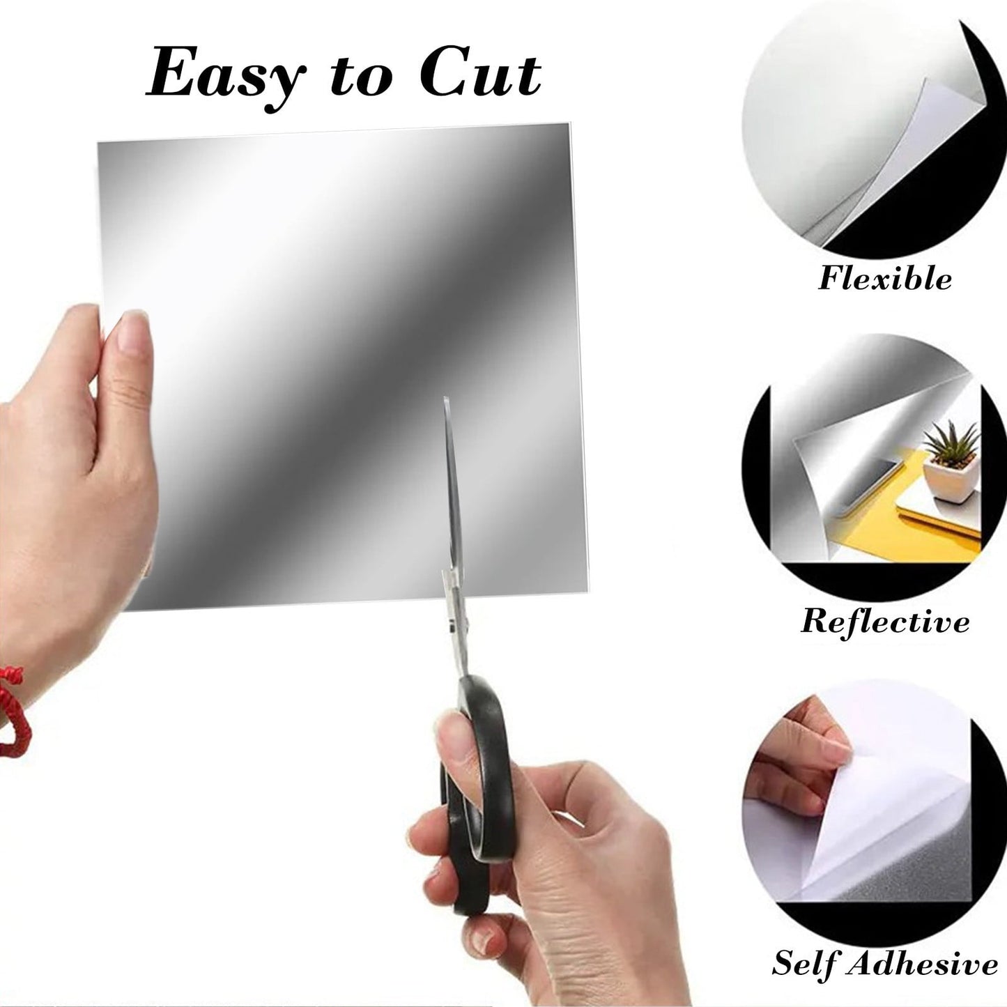 12-Pack Acrylic Flexible Mirror Stickers Set - 6x6 Inch Self-Adhesive Safe Non-Glass Tiles For Living Rooms,Changing Rooms & Diy Decor