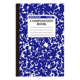 Composition notebook with a marble cover and ruled pages.