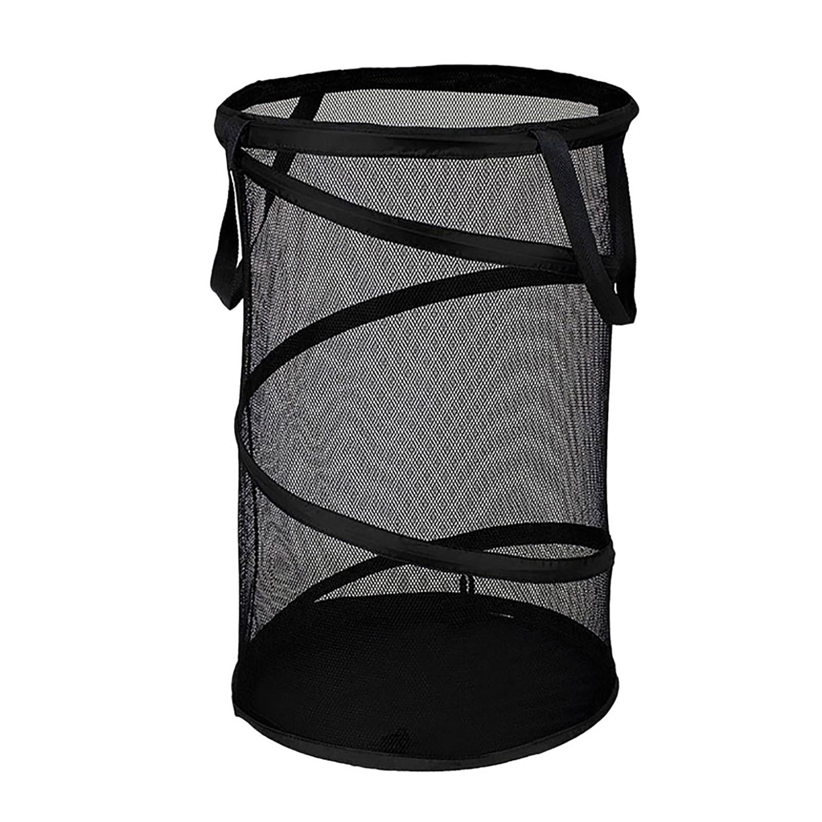 Large Collapsible Laundry Basket, Heavy Duty Foldable Mesh Pop Up Hamper with Handles for Laundry Room, Bathroom, WashRoom, College Dorm, Travel, Storage Organizer, 14.17x22.83 14.17" x 22.83" Black