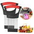 Onion Holder for Slicing Onion, Slice Holder Kitchen Chopper Assistant Tool, Vegetable Cutter with Protective Cover for Tomato, Lemon, Potato, Egg, Food Slice Assistant, Home Kitchen Tool, 2 Pcs 3.74" x 5.63" Red/2 Pcs
